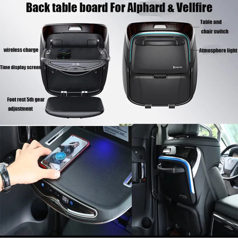 Toyota Alphard/Vellfire ANH20 /AGH30/AGH40 Multifunction Folding Digital Table/ Folding Table WT Ambient Light Black
