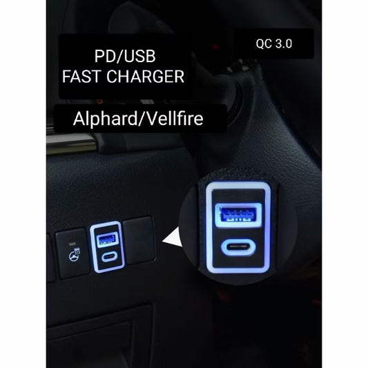 Toyota Alphard Vellfire QC3.0 USB Fast Charging Port (Suitable for all other Toyota model)