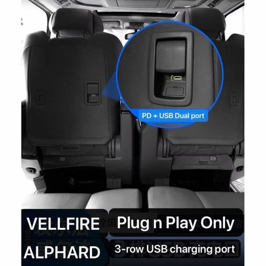 Toyota Alphard Vellfire AGH30 3-Row Pilot Seat USB Fast Charging Port