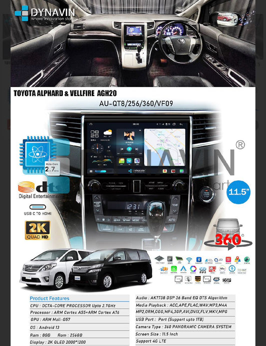 VELLFIRE ANH20 ANDROID PLAYER WITH 360 CAMERA